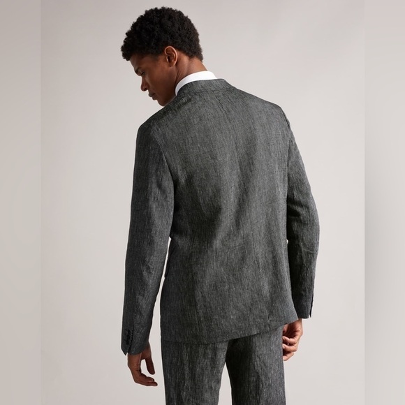 Ted Baker Black Naver-Fine Striped Linen Double-Breasted Blazer 4 40 - Picture 3 of 16